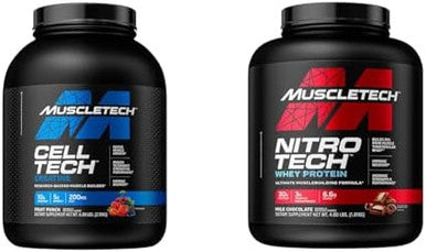 Muscletech Creatine Monohydrate Powder Celltech Creatine Powder & N Powder Nitrotech Whey Protein Isolate & Peptides Milk Chocolate 4 Pound (Pack Of 1) 40 Servings