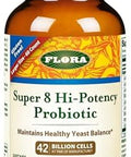 Flora Super 8 Hi Potency Probiotics 30 Count Healthy Yeast Balance & Digestive Health For Men & Women 42 Billion Cfu Raw Gluten Up To 1 Month Supply