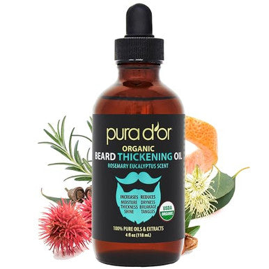 Pura D'Or 4 Oz Thickening Beard Oil ÃƒÂ¢Ã¢â€šÂ¬Ã¢â‚¬Å“ Moisturizing Blend With Rosemary Biotin & Castor Oil ÃƒÂ¢Ã¢â€šÂ¬Ã¢â‚¬Å“ Increases Moisture Thickness And Shine - Reduces Dryness And Breakage