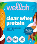 Wellah Clear Whey Protein Isolate Powder (Blue Hawaii) 10 Servings - 20G Of Protein 90 Calories Sweetened With Stevia