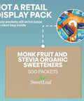 SweetLeaf Organic Stevia and Monk Fruit Packets - Zero Calorie Sweetener, Sugar Substitute in Bulk, Stevia and Monk Fruit Extract Powder, Keto Friendly, Gluten Free - 500 Count (Mix Pack of 1)
