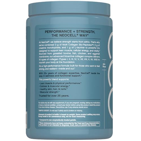 Neocell Creatine Monohydrate Powder 30 Servings With Multi Collagen Peptides Unflavored For Women And Men