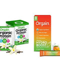 Orgain Organic 21g PlantBased Protein Powder Vanilla 10 Count Orgain Organic Hydration Powder with Electrolytes Superfoods Mango 8 Count Vegan Travel Packets