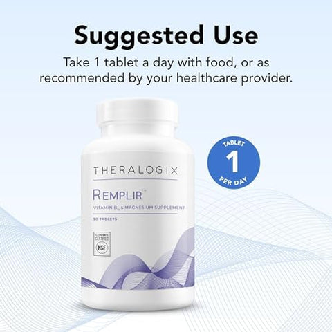 Theralogix Remplir Nutritional Supplement 90Day Supply B12 Vitamin & Chelated Magnesium Supplement Supports Heart Health Bone Health & More Nsf 90 Tablets