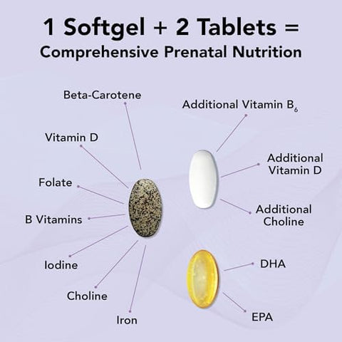 Theralogix Theranatal Complete Prenatal Vitamin Supplement 91Day Supply With Dha Vitamin D3 Folate Iodine Choline Iron Vitamin B6 & More Nsf 182 Tablets & 91 Softgels