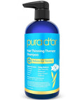 Pura D'Or 16 Oz Hair Thinning Therapy Biotin Shampoo - Original Scent - Clinically Tested Effective Results Herbal Blend Hair Thickening Products For Women & Men Color Safe Routine Shampoo