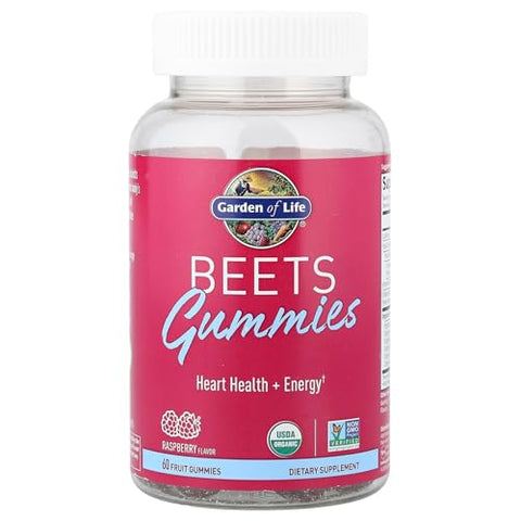 Garden Of Life Organic Beet Root Gummies Made From Pectin With Antioxidants Vitamin C Vitamin D & B12 For Heart Health & Energy Beets Gummies Vegan Gluten Free Non Gmo Raspberry 30 Servings