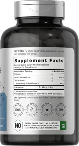 Horbaach D Mannose Supplement 120 Capsules 2100Mg