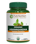 Pure Nutrition Organic Ashwagandha Tablets - 600Mg 120 Count Usda Organic Certified Ayurvedic Herb For Vata & Pitta Balance Non-Gmo Gluten-Free