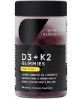 Sports Research Vegan Vitamin D3 K2 Sugar-Free Gummies - 125Mcg (5000Iu) Vitamin D W/ 100Mcg Mk7 Vitamin K - Supports Bone & Immune Health - Vegan Certified Non-Gmo Soy Free 60 Count