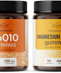 Herbamama Coq10 And Magnesium Kit - Bundle Of 200 Mg Coenzyme Q10 & 400 Mg Magnesium Citrate Gummies - Vegan Non-Gmo Gelatin- - 2 Pack