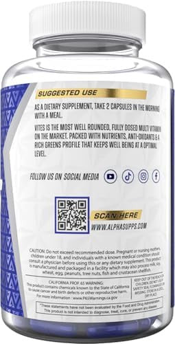 Alpha Supps Vites Men'S Multivitamin, Complete Daily Supplement With Fruits, Veggies, Energy, Immune & Prostate Support - Daily Whole Food Vitamins With Antioxidants And Digestive Enzymes