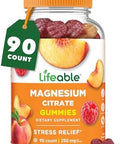 Lifeable Magnesium Citrate Gummies 250Mg Elemental Magnesium From 2130Mg Magnesium Citrate Great Tasting Magnesium Supplement Stress Relief Support For Adults 90 Magnesium Gummies Lifeable