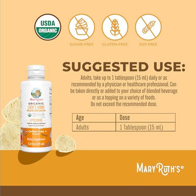 Maryruth'S Organics Lions Mane Supplement Ultra Absorption Liposomal Full Spectrum Lion'S Mane Mushroom 200Mg Beta-Glucans Per Serving Usda Organic Vegan 7.6 Oz 15 Servings
