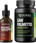 Havasu Nutrition Organic Maca Root Liquid Drops (60 Servings) & Saw Palmetto Supplement Capsules (100 Servings)