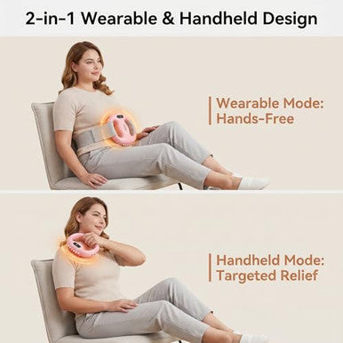 Fuooo 4-Head Fascia Ring Massager Multifunctional Full-Body Deep Tissue Massage Gun Hands-Free Ergonomic Electric Massager With Waist Belt 3 Modes 9 Intensities Cordless Muscle Relief