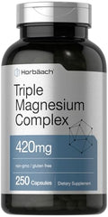 Horbaach Triple Magnesium Complex 420 mg 250 Capsules NonGMO and Gluten Free Formula Magnesium Oxide Citrate and Aspartate Dietary Supplement