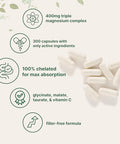 Micro Ingredients Pure Magnesium Complex 300 Capsules Triple Magnesium Glycinate Malate Taurate With Vitamin C 100 Chelated Supports Muscles Nerves & Energy Only Active Ingredients