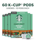 Starbucks K-Cup Coffee Pods, Medium Roast Hot or Iced Coffee, Half-Caff House Blend, 60 Keurig Pods