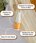 nbpure Organic and Vegan Vitamin Methyl B12 Spray Natural Energy Mood and Nerve System Support for Women Men Kids 500mcg Liquid Methylcobalamin Per Spray