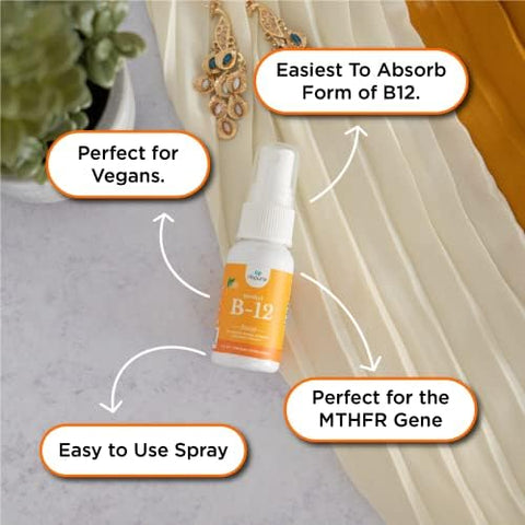nbpure Organic and Vegan Vitamin Methyl B12 Spray Natural Energy Mood and Nerve System Support for Women Men Kids 500mcg Liquid Methylcobalamin Per Spray