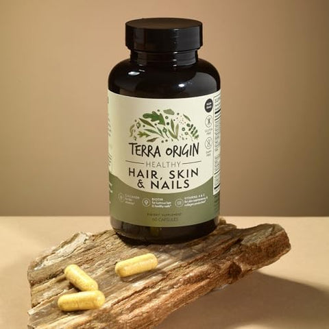Terra Origin Healthy Hair Skin And Nails Supplement Collagen Biotin Horsetail & Bcomplex Supports Hair Strength Skin Elasticity & Nail Growth Vitamins For Women And Men 60 Capsules