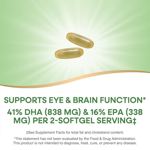 Nature'S Way Mega-Dha Premium Fish Oil Supports Eye And Brain Function Omega-3 Epa Dha Omega 3 Supplement 2000 Mg Fish Oil Per 2-Softgel Serving 60 Softgels (Packaging May Vary)