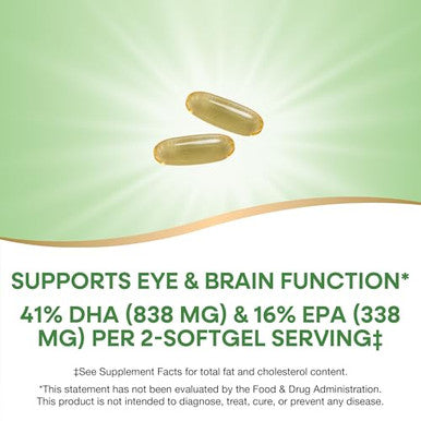 Nature'S Way Mega-Dha Premium Fish Oil Supports Eye And Brain Function Omega-3 Epa Dha Omega 3 Supplement 2000 Mg Fish Oil Per 2-Softgel Serving 60 Softgels (Packaging May Vary)