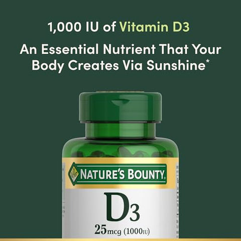 Nature'S Bounty Vitamin D3 Vitamin Supplement Supports Immune System And Bone Health 1000Iu 120 Softgels