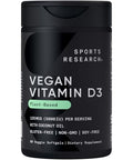 Sports Research Vegan Vitamin D3 5000Iu (125 Mcg) With Coconut Oil 100 Plant-Based Vitamin D For Bone Joint & Immune Support Carrageenan Free Vegan Certified & Non-Gmo Verified (60 Softgels)