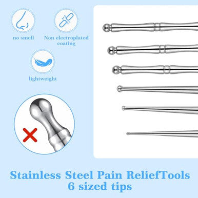 Matwsec Acupuncture Pen Acupressure Pen Facial Reflexology Tools For Muscle Tension And Pain Relief Stainless Steel Double Headed Face Stick Fascia Tool Deep Tissue Massage Tool 3 Pcs