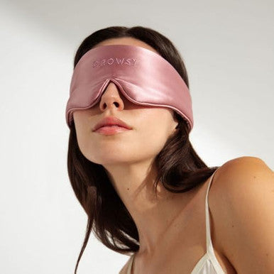 Drowsy Featherweight Silk Sleep Mask " Luxury Blackout Eye Mask For Sleeping & Travel 100% Mulberry Silk Lightweight Comfort Adjustable Strap Protects Skin & Hair Damask Rose