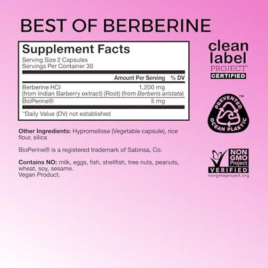 Hum Best Of Berberine Supplement 1200Mg Pure Potency For Metabolic Wellness Enhanced With Bioperine For Maximum Absorption (60 Capsules)