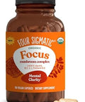 Four Sigmatic Focus Capsules Lion'S Mane Supplement Capsules Brain Boosting Complex With Ashwagandha Bacopa Monnieri & Rhodiola Vegan Nootropic Adaptogen & Mushroom Supplement 30 Servings