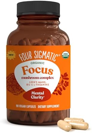 Four Sigmatic Focus Capsules Lion'S Mane Supplement Capsules Brain Boosting Complex With Ashwagandha Bacopa Monnieri & Rhodiola Vegan Nootropic Adaptogen & Mushroom Supplement 30 Servings