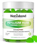 Natisland Psyllium Husk Gummies 1500Mg Psyllium Husk Fiber Supplement With Probiotics Inulin Chia Seed Powder For Gut & Digestive Health Regularity Vegan Sugar Free 60 Chewable