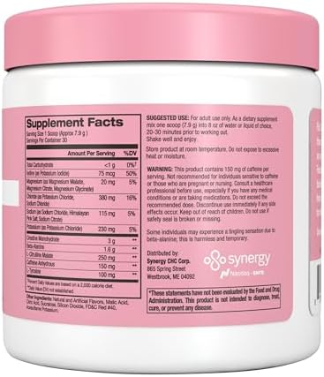 Flat Tummy Pre Workout Powder For Women " Energy Endurance And Muscle Support With 3G Creatine 1.6G Betaalanine Electrolytes " Watermelon Flavor " 30 Servings