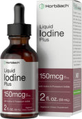 Horbaach Iodine Liquid Supplement Drops 2 fl oz 150 mcg Potassium Iodide Tincture Vegetarian NonGMO Gluten Free Formula