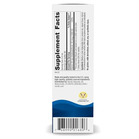 Nordic Naturals Plant-Based Vitamin D3 Liquid - 1 Oz - 1000 Iu Vitamin D3 - Healthy Bones Mood & Immune System Function - Non-Gmo Vegan 60 Servings
