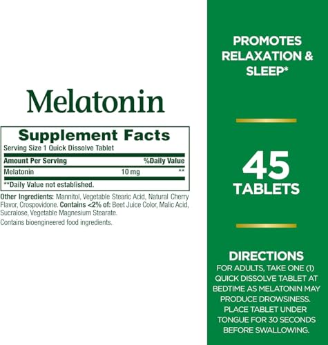 Nature'S Bounty Melatonin 10 Mg Quick Dissolve Tablets 45 Ea (Pack Of 3)