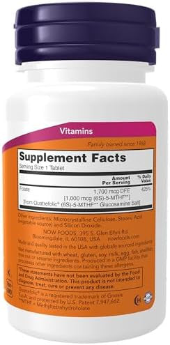 Now Foods Supplements Methyl Folate 1000 Mcg Metabolically Active Folate Coenzyme B Vitamin 90 Tablets