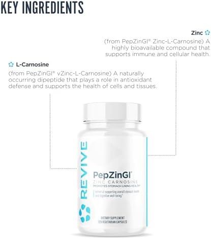Revive Md Zinc Carnosine Supplement For Men & Women - Zinc & L-Carnosine To Support Gi Stomach Lining & Immune Health - Digestive Health Supplements Supports A Healthy Gut - 120 Vegetarian Capsules