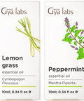 Gya Labs Lemongrass Essential Oil For Diffuser & Peppermint Oil For Hair Set - Aromatherapy Grade Essential Oils Set - 2X10Ml - Gya Labs