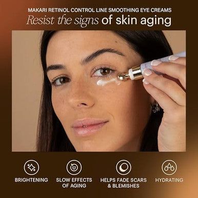 Makari Retinol Eye Cream - Collagen Boosting Formula For Fine Lines & Wrinkles Rice Water, Soybean Seed Oil, Vitamin E Reduce Puffiness, Firm Skin