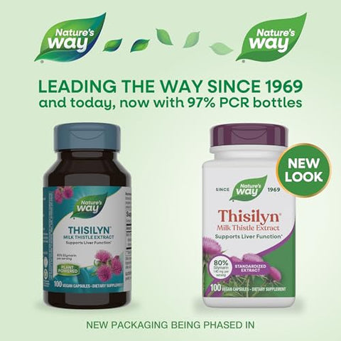 Nature'S Way Thisilyn With Standardized Milk Thistle Extract Supports Liver Function Silymarin Vegan 100 Capsules (Packaging May Vary)