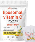 Micro Ingredients 1000Mg Vitamin C Powder For Daily Use Liposomal Fat-Soluble Form For Better Absorption Sugar-Free Lemonade Drink Mix 40 Travel Packets Fast-Dissolving