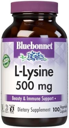 Bluebonnet Nutrition Llysine 500Mg For Healthy Immune Function Supports Collagen Synthesis Soy Gluten Nongmo Kosher Vegan 100 Capsules