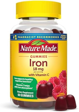 Nature Made Iron 18 Mg Per Serving With Vitamin C, Dietary Supplement For Red Blood Cell Support, 60 Gummies, 30 Day Supply