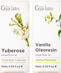 Gya Labs Tuberose Essential Oil For Diffuser & Vanilla Essential Oil For Skin Set - Aromatherapy Grade Essential Oils Set - 2X0.34 Fl Oz - Gya Labs