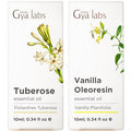 Gya Labs Tuberose Essential Oil For Diffuser & Vanilla Essential Oil For Skin Set - Aromatherapy Grade Essential Oils Set - 2X0.34 Fl Oz - Gya Labs